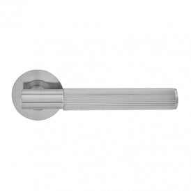 Linear Lever on Round Rose Lever Door Handle - Satin Nickel