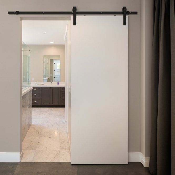GW Leader Matt Black 1.98m Face Mounted Sliding Barn Door Track