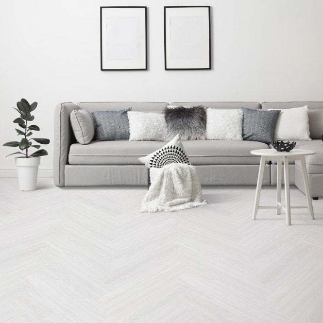 GW Leader Misty White - Lifestyle Herringbone 5.5mm Luxury Rigid Vinyl Flooring