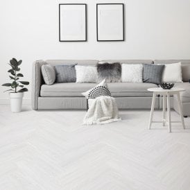 Misty White - Lifestyle Herringbone 5.5mm Luxury Rigid Vinyl Flooring