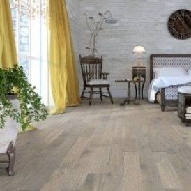 Premier Click 14mm x 125mm Grey White Washed Brushed & Matt Lacquered Engineered Real Wood Flooring