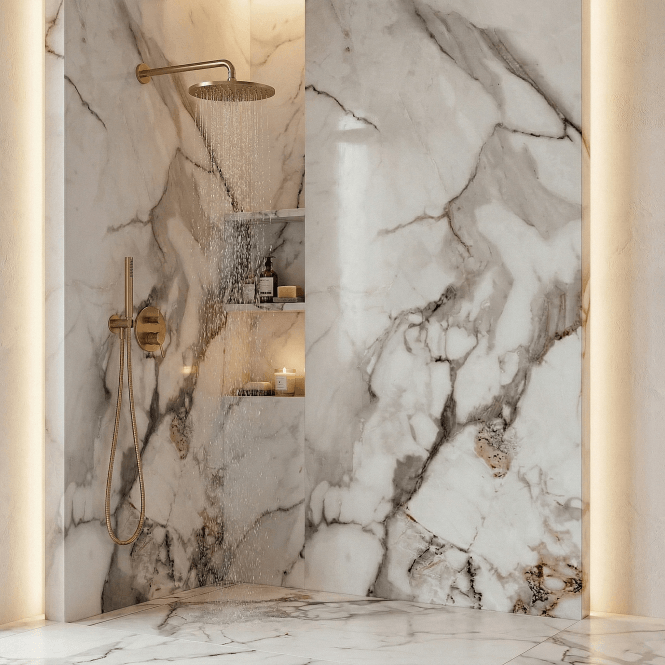 GW Leader Premium PVC Gloss Shower Wall Panel - Pandora Marble