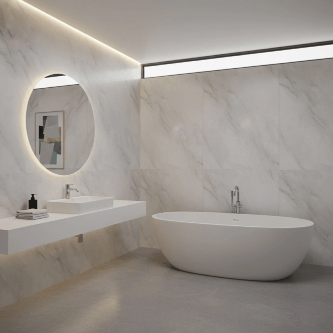 GW Leader PVC Gloss Shower Wall Panel - Light Grey Marble (SP5)