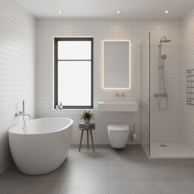 GW Leader PVC Gloss Shower Wall Panel - London White Brick (SP11)