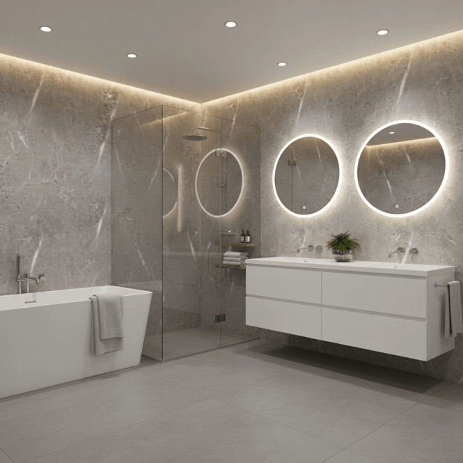 GW Leader PVC Gloss Shower Wall Panel - Travertine (SP8)