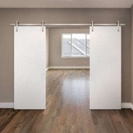 Satin Nickel 3m Face Mounted Sliding Barn Pair Door Track