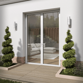 White Aluminium Clear Glass External French Patio Door