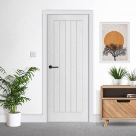 White Internal Primed Vertical 5 Panel FD30 Fire Door