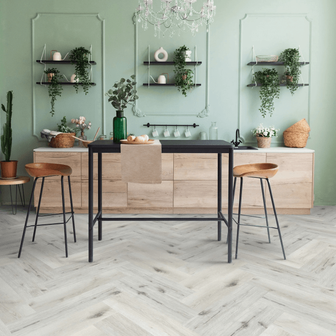 GW Leader White Rock - Lifestyle Herringbone 5.5mm Luxury Rigid Vinyl Flooring