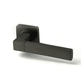 Cube Square Rose Matt Satin Black Lever Door Handle Pack