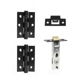 Heavy Duty Hinge & Tubular Latch Pack - Matt Black