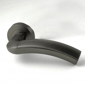 Jade Round Rose Matt Satin Black Lever Door Handle Pack