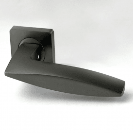 Sabre Square Rose Matt Satin Black Lever Door Handle Pack