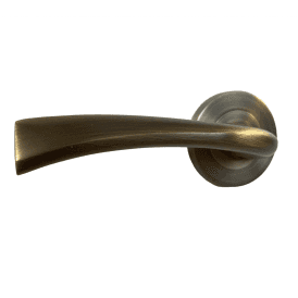 Scimitar Round Rose Lever Door Handle - Matt Antique Brass