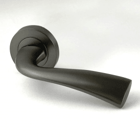 Scimitar Round Rose Matt Satin Black Lever Door Handle Pack