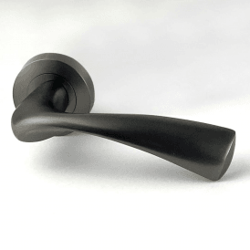 Truro Round Rose Matt Satin Black Lever Door Handle Pack