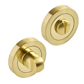 WC Turn and Release on Round Rose - Polished Brass