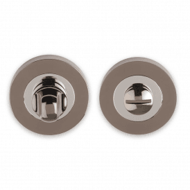WC Turn and Release on Round Rose - Polished Chrome & Black Nickel