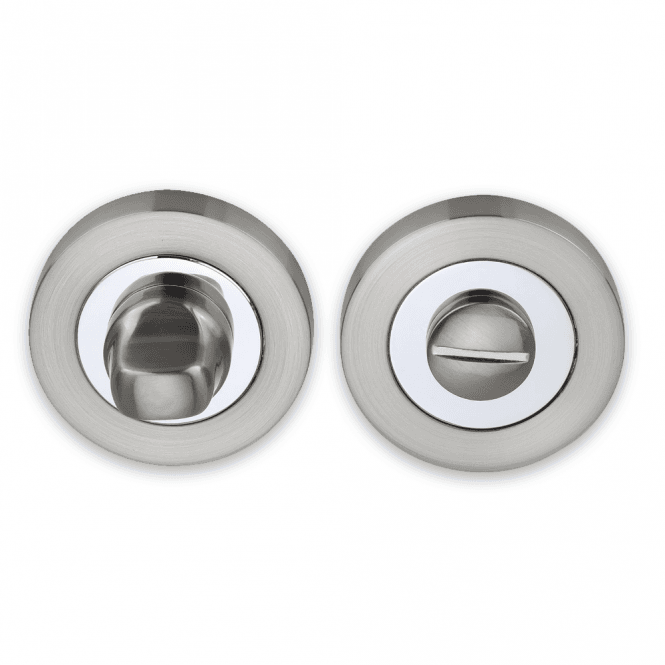 Intelligent Hardware WC Turn and Release on Round Rose - Satin Nickel & Polished Chrome