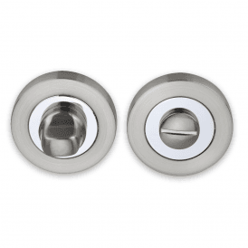 WC Turn and Release on Round Rose - Satin Nickel & Polished Chrome