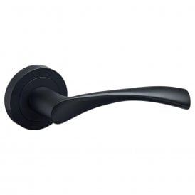 Zeta Matt Black Round Rose Lever Door Handle