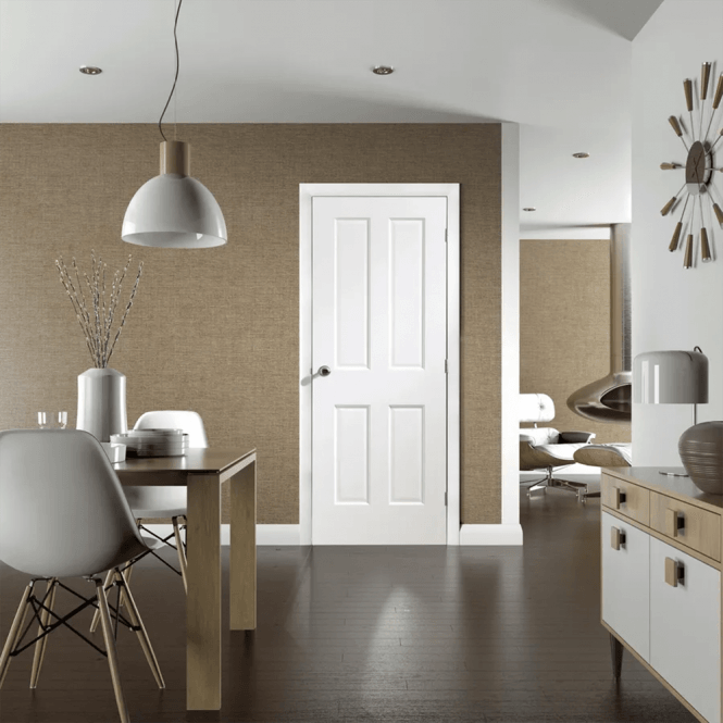 Premdor Internal White Moulded Textured 4 Panel Door